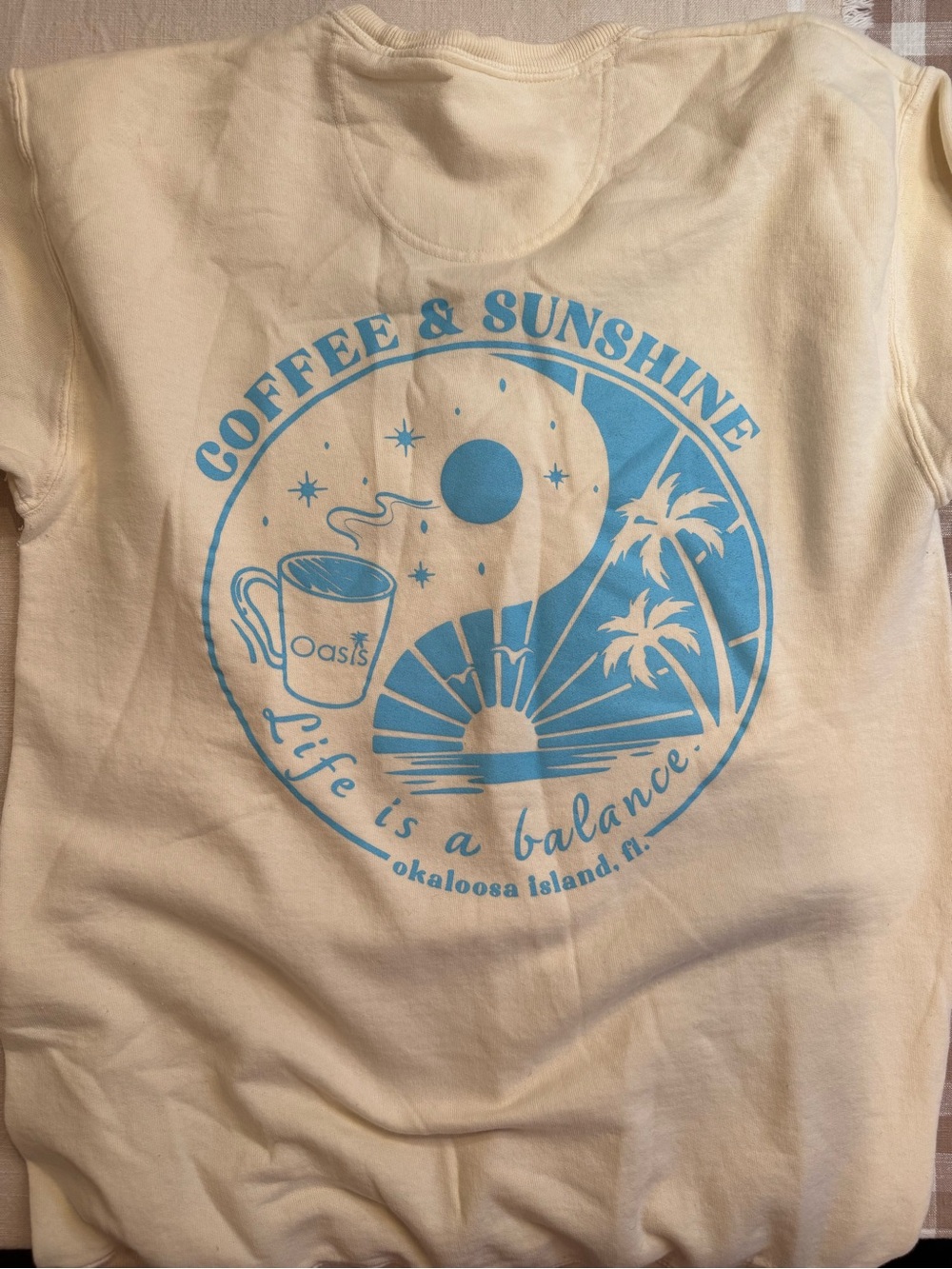 Oasis Coffee & Sunshine Graphic Sweatshirt - Cream & Blue